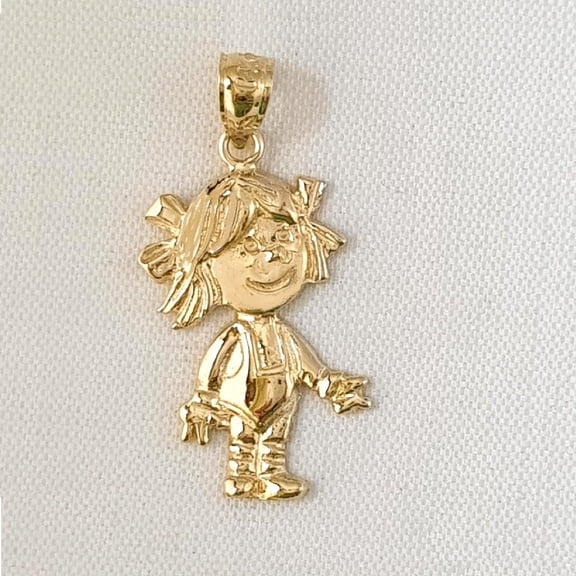 14K Yellow Gold Girl Pendant