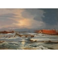 thumbnail image 2 of Tina Blau 14x11 Gold Ornate Wood Frame and Double Matted Museum Art Print Titled - The Franz Josephs Barracks with the Main Customs Office and Radetzky Bridge in Winter (1862), 2 of 4