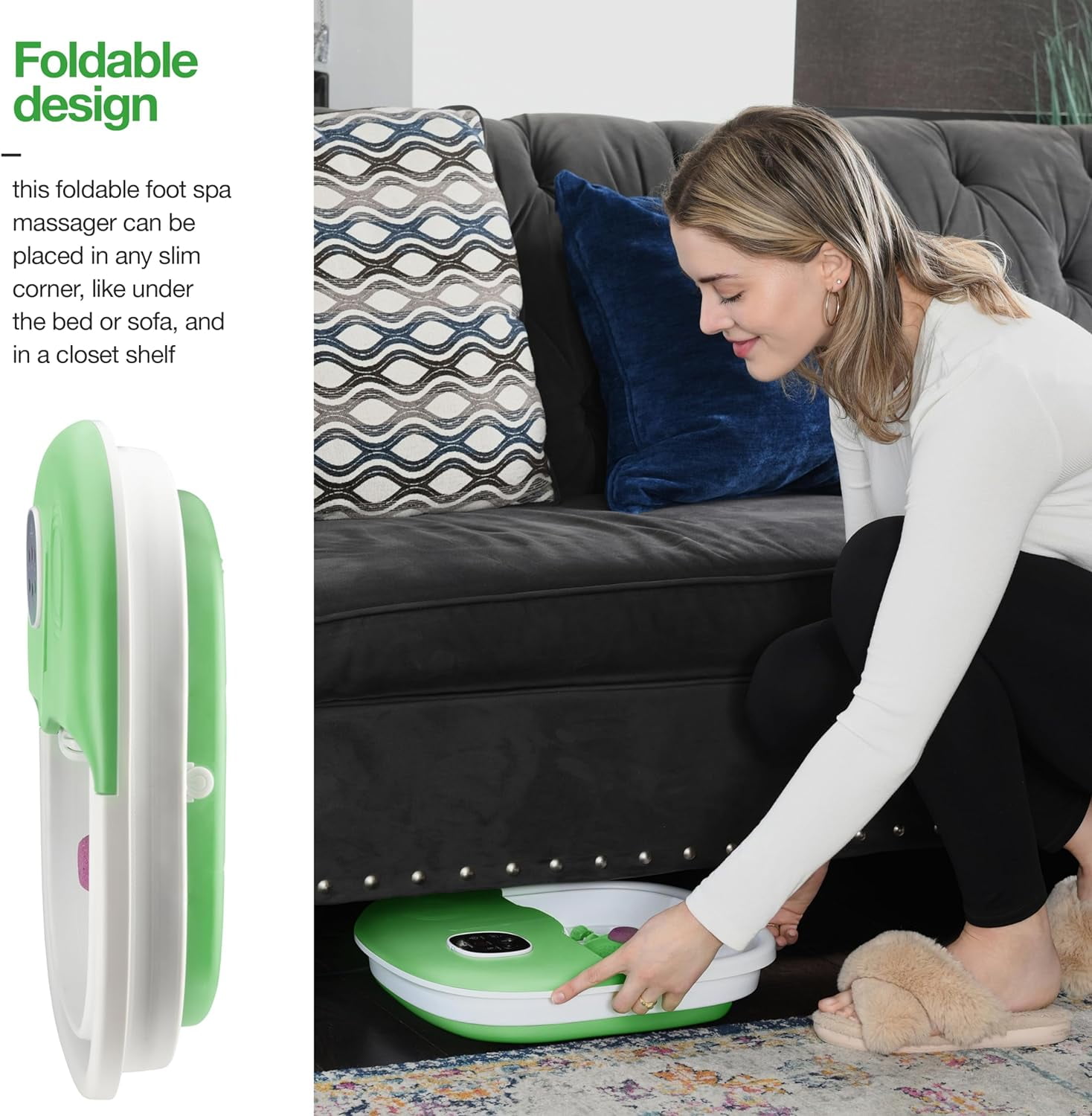 Medical King 5-in-1 Foot Massager with Heat, Jets, Remote-Control and Pumice Stone, Green (1 Piece)