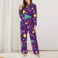 thumbnail image 2 of Pofeuu Retro 80s Style Print Womens Pajamas Set Long Sleeve Sleepwear Button Down Nightwear Soft Pj Lounge Sets Button Down Pajamas Women-, 2 of 7