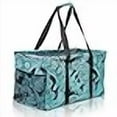 thumbnail image 3 of Lucazzi Extra Large Utility Tote Bag - Oversized Collapsible Reusable Wire Frame Rectangular Canvas Basket With Two Exterior Pockets For Beach, Pool, Laundry, Car Trunk, Storage - Paisley Blue, 3 of 4