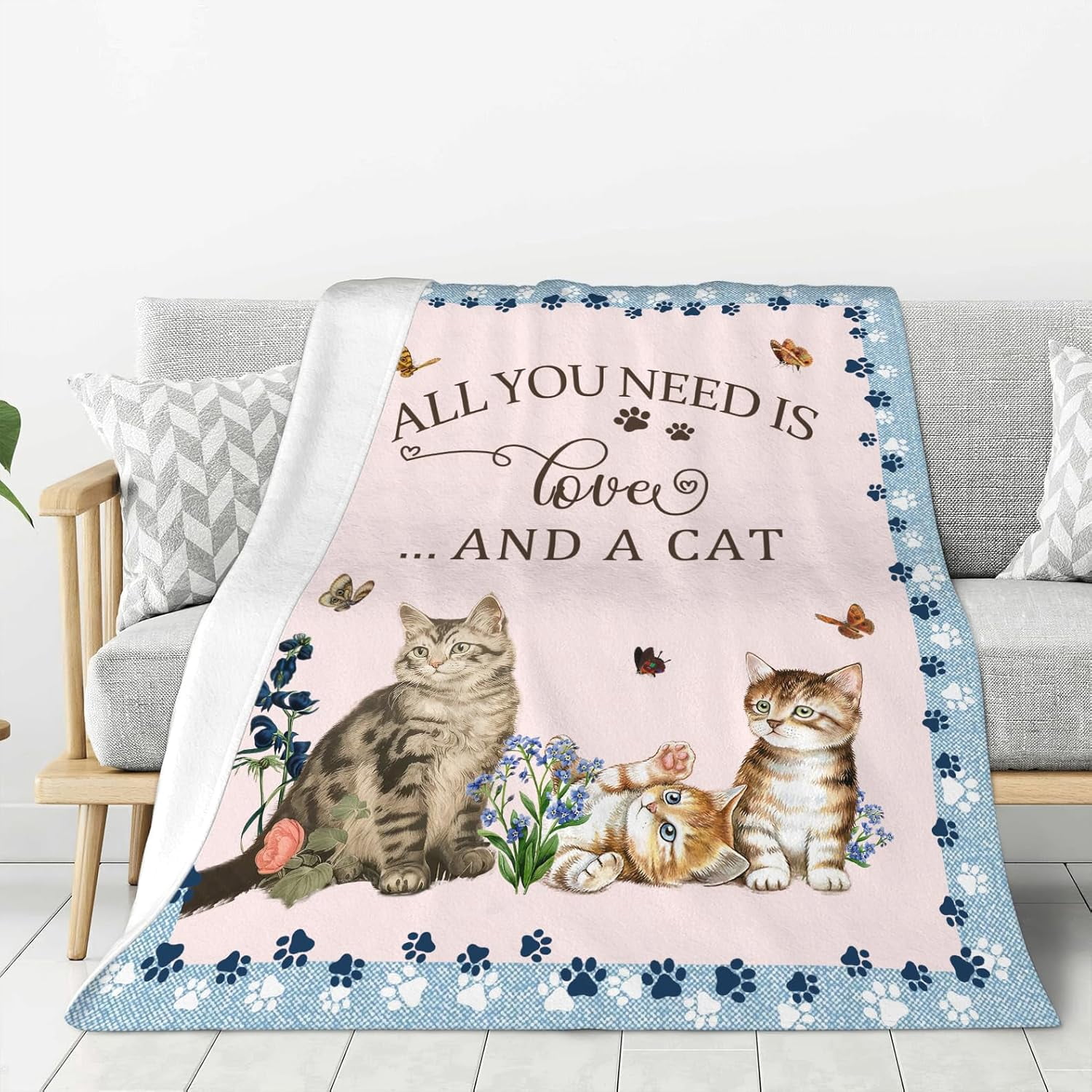 Cat Blanket Cat Throw Blanket Soft Fleece Flannel Bedding Cat Gifts for Women Men Boys Girls Lovers Adults Lovers Stuff Plush for Couch Sofa Bed Room Decor 60"X80"