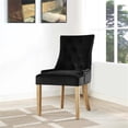 thumbnail image 2 of Pemberly Row 19" Modern Velvet Dining Side Chair with Wood Legs in Black, 2 of 5