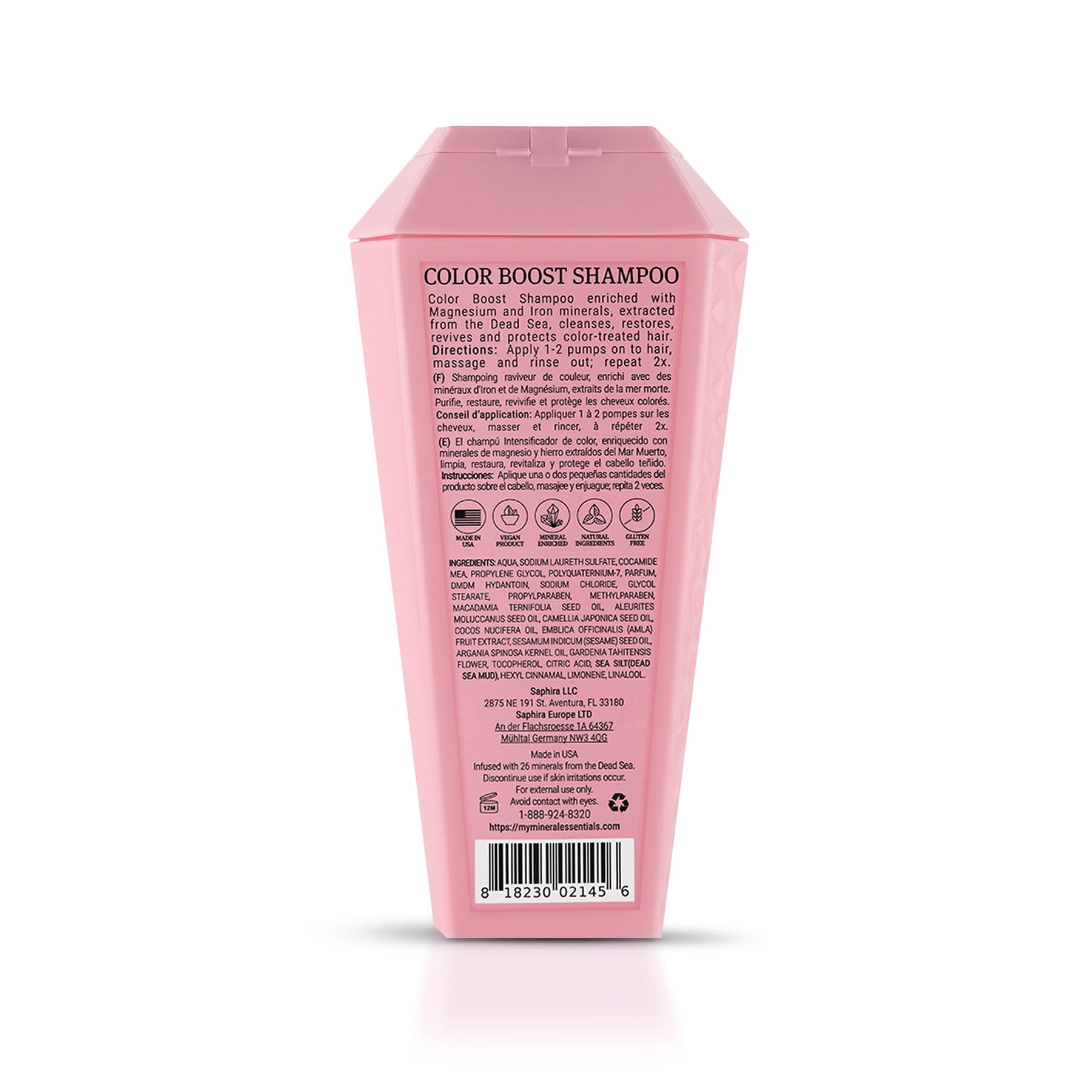 SAPHIRA Mineral Essentials Color Boost Shampoo for Color Treated Hair With Magnesium And Iron, 13.5 fl oz