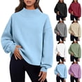 thumbnail image 6 of qucoqpe Women's Casual Long sleeves Sweatshirt Shirts Basic Oversized Loose Fitting Turtleneck Pullover Tops with Pocket, 6 of 6
