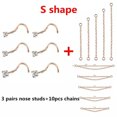 thumbnail image 6 of QQTDFG 20G Stainless Steel Nose Studs CZ Rose Gold Nose Chain Nostril Piercing Jewelry-S shape, 6 of 9