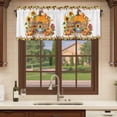 thumbnail image 6 of Fall Pumpkin Curtain Valances for Windows, Kitchen Valance Window Treatments Panel 2 Pack, Thanksgiving Sunflowers Rustic Pine Cone Rod Pocket Short Curtains for Bathroom Bedroom 42 x 18 Inch, 6 of 8