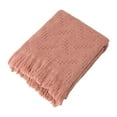 thumbnail image 2 of Coral Pink Grid Cotton Woven Throw, 2 of 3