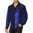 thumbnail image 4 of INSPIRE CHIC Men's Shirts Sequin Long Sleeve Button Down Sparkle Metallic Dress Shirts S Blue, 4 of 5