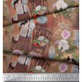 thumbnail image 2 of Soimoi Moss Georgette Fabric Flower Vase,Cat & Girl Human Figure Decor Fabric Printed Yard 42 Inch Wide, 2 of 3