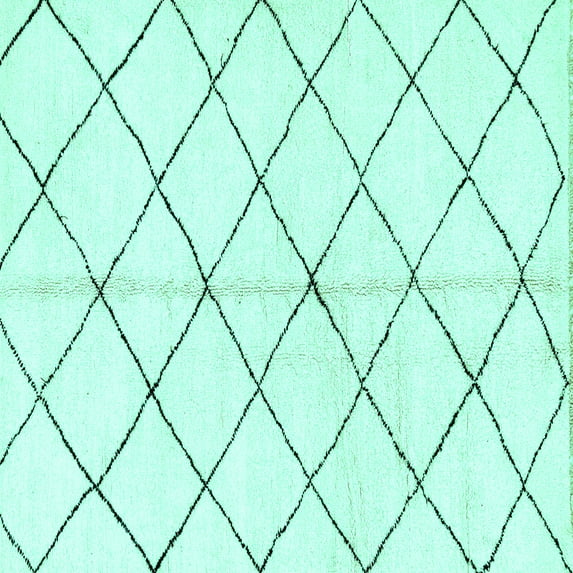 Ahgly Company Machine Washable Indoor Square Solid Turquoise Blue Modern Area Rugs, 4' Square