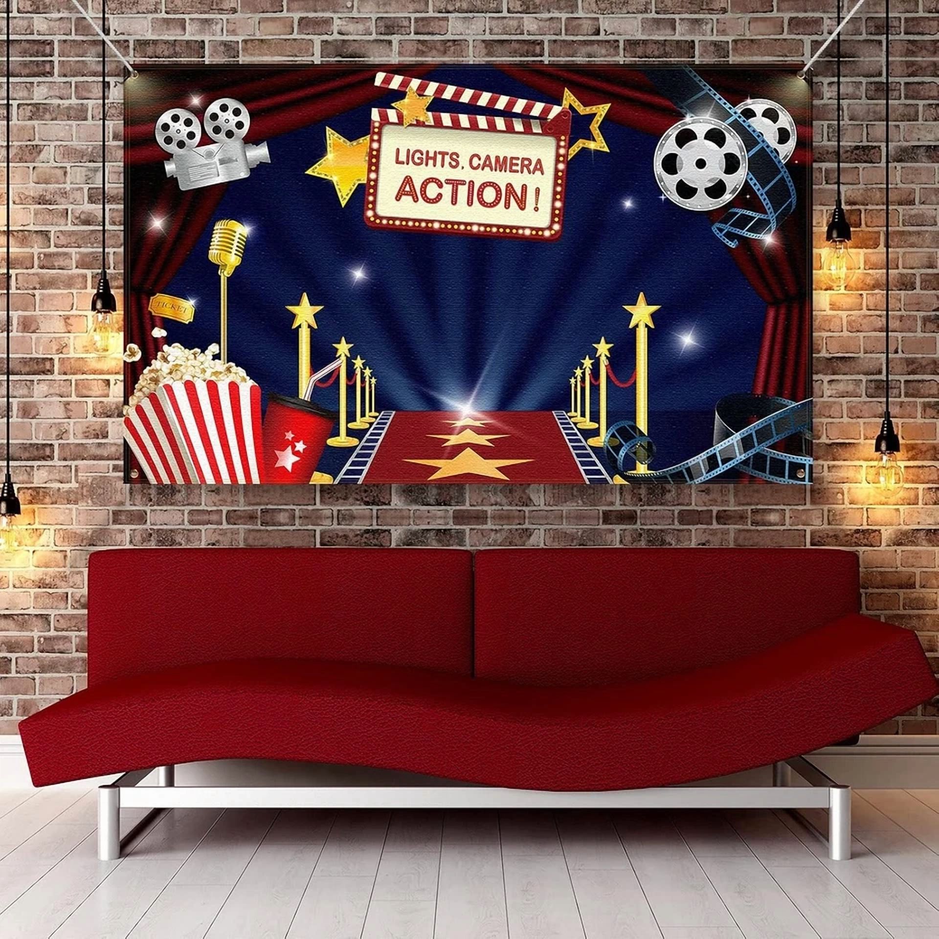 BUTTERFLY- Movie Theme Party Decorations Supplies, Large Fabric Backdrop For Large, Red