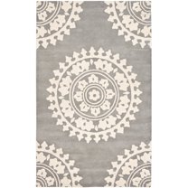 Safavieh Handmade Soho Shyhrete Medallion N.Z. Wool Rug Light Grey/Ivory 11' x 15' Handmade 12' x 15', 10' x 14' Indoor Entryway, Living Room, Dining