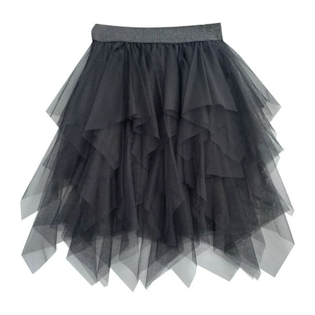 

XIEULQP Summer Dress Little Child Girls Tulle Skirt Tutu Dancing Dress Girl S Half Skirt four Seasons Skirt Princess Skirt Irregular Skirt Flower Girl Dress Black