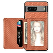 Case for Google Pixel 6,Decase Premium Fabric Hybrid Wallet Phone Cover RFID Blocking Card Slots Holder Shockproof Anti-Scratch Support Magnetic Car Mount - brown