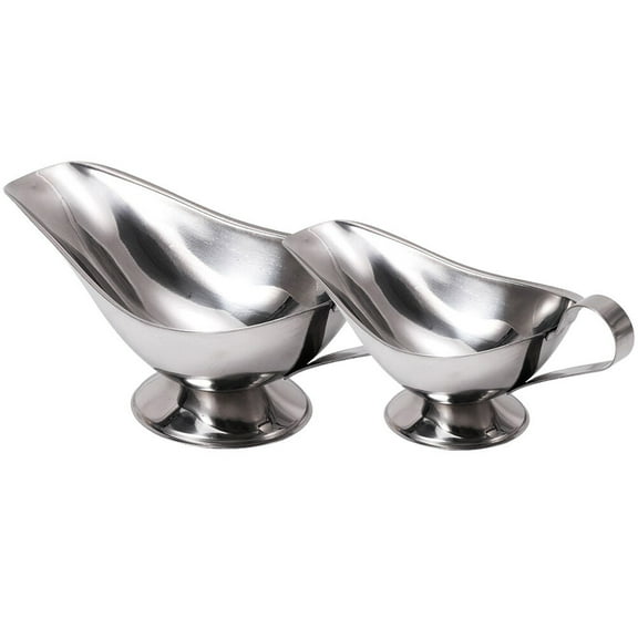 ifundom Stainless Steel Gravy Boat Set of 2 Dripless Pouring Sauce Server for Home Kitchen Dining