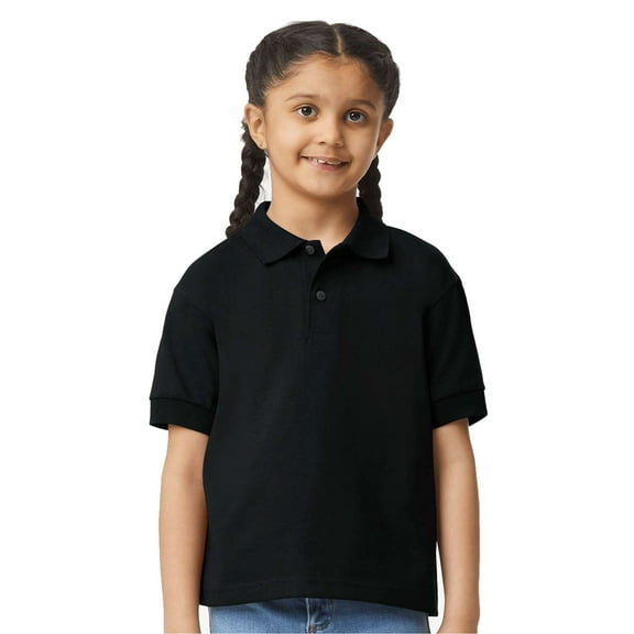Gildan Youth DryBlend Jersey Polo, Short Sleeve Shirt, Classic Fit, Black, Sizes S-XL, Pack 1
