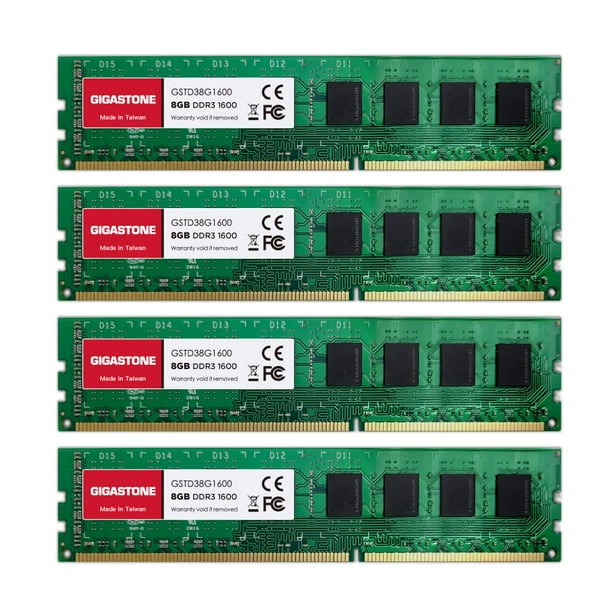Fabrikant Grader celsius Baglæns DDR3 RAM】 Gigastone Desktop RAM 32GB (4x8GB) DDR3 32GB DDR3-1600MHz  PC3-12800 CL11 1.5V 240 Pin Unbuffered Non ECC UDIMM for PC Computer  Desktop Memory Module (Desktop ONLY) - Walmart.com