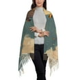 thumbnail image 3 of Cauagu Rusty Rocket Launch Print Women Wrap Shawl tassels Scarves Retro Scarf 77.6"X28.3", 3 of 8