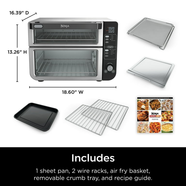 Ninja Dct400 10-in-1 Double Oven with Flex Door, Flavor Seal & Smart Finish, Rapid Top Oven, Convection and Air Fry Bottom Oven, Bake, Roast, Toast