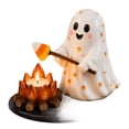 thumbnail image 2 of Halloween Campfire Tealight Holder, Cute Ghost Mummy Scarecrow Statue Tealight Candle Holders, Ghost Campfire Gathering for Halloween Decorations Indoor, Not Included Candle B, 2 of 6