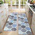 thumbnail image 4 of Kitchen Rugs Sets Of 2,Blue Geometric Quatrefoil Pattern Anti Fatigue Kitchen Mat Rugs Non Slip Washable,Decorative Kitchen Floor Mats for Kitchen,Sink,Laundry,17"X47", 4 of 5