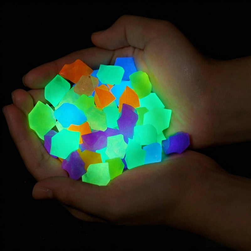 300 PCS Resin Glow in The Dark Rocks, 0.55 Inch Luminous Pebbles for Aquarium, Garden, Pathway, Vase - Safe Non-Toxic Glowing Stones for Fish Tank, Turtle Tank, Night Light Decor, Crafts