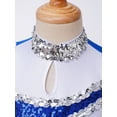 thumbnail image 5 of YONGHS Kids Girls Cheer Leader Uniform Sequin Cheerleading Dance Dress with Pom Poms Royal Blue 6, 5 of 7