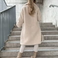 thumbnail image 4 of Women's Long-Sleeved Warm Plush Jacket with a Notched Lapel Collar, Elegant Blazer Style Coat for Smart Casual and Office Wear,Beige,L, 4 of 9