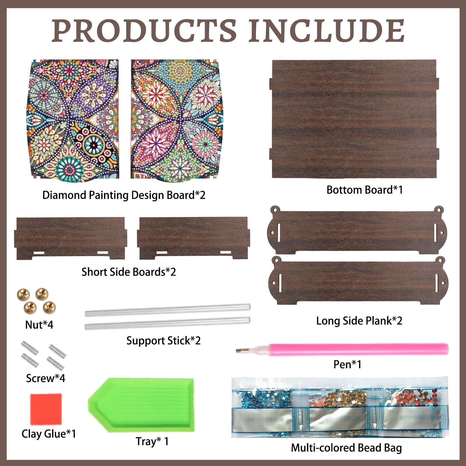 Diamond Painting Kit Storage Box Ethnic Floral DIY Multi-Purpose Craft Storage Box Ideal for Home Offices and Holiday Gifts