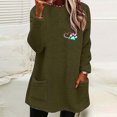thumbnail image 2 of Bcresic Women Fleece Sweatshirts,Womens Sherpa Sweatshirt Casual Crewneck Pullover Sweater Fuzzy Long Sleeve Tunics Tops Faux Fur Fluffy Outerwear with Pockets Soft Loungwear,#01_Army Green,XX-Large, 2 of 4