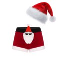 thumbnail image 1 of CHICTRY Ensemble de Noël pour Hommes Tenues de Père Noël 2 Pcs Boxeurs Rouges Shorts de Vacances avec Chapeau H Rouge 3TG, 1 of 7