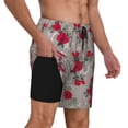 thumbnail image 2 of Yiaed Rose Flowers Print Mens Swim Trunks Bathing Suit Compression Liner Beach Swim Shorts Swimwear Quick Dry Zipper Pocket No-Chafing Board Short-, 2 of 6