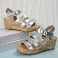 thumbnail image 4 of Viluyesy Womens Gladiator Sandals, Open Toe Ankle Strap Wide Width Summer Strappy Shoes Silver, 4 of 6