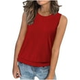 thumbnail image 4 of Women's Tops Under $10 Free Shipping Loose Casual Solid Color Round Neck Sleeveless Top, 4 of 9