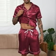 thumbnail image 2 of Akafmk Men's Short Sleeve Pajama Sets,Silk Pajamas for Men Set,Short Sleeve Sleep Tops and Sleepwear Shorts 2 Piece Loungewear Set Soft Comfy Nightwear, 2 of 4