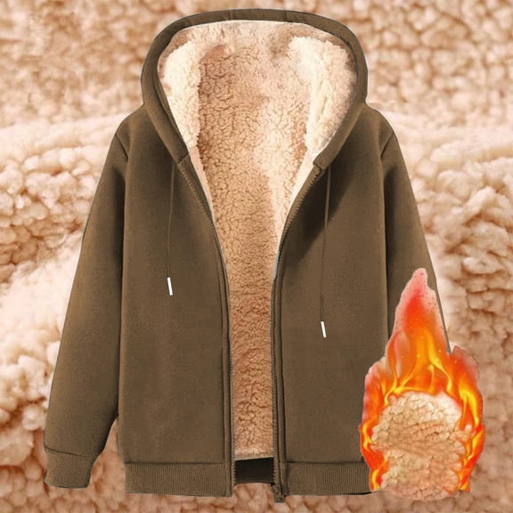 Busydd Jackets for Women Long Sleeve Warm Fleece Womens Winter Coats Casual Comfortable Solid Color Women's Zip Up Hoodies S