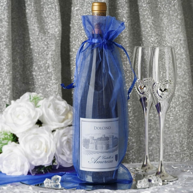 Efavormart 50PCS ROYAL BLUE Organza Gift Bag Drawstring Pouch Wedding Favors Bridal Shower Treat Jewelry Bags - 6"x15"