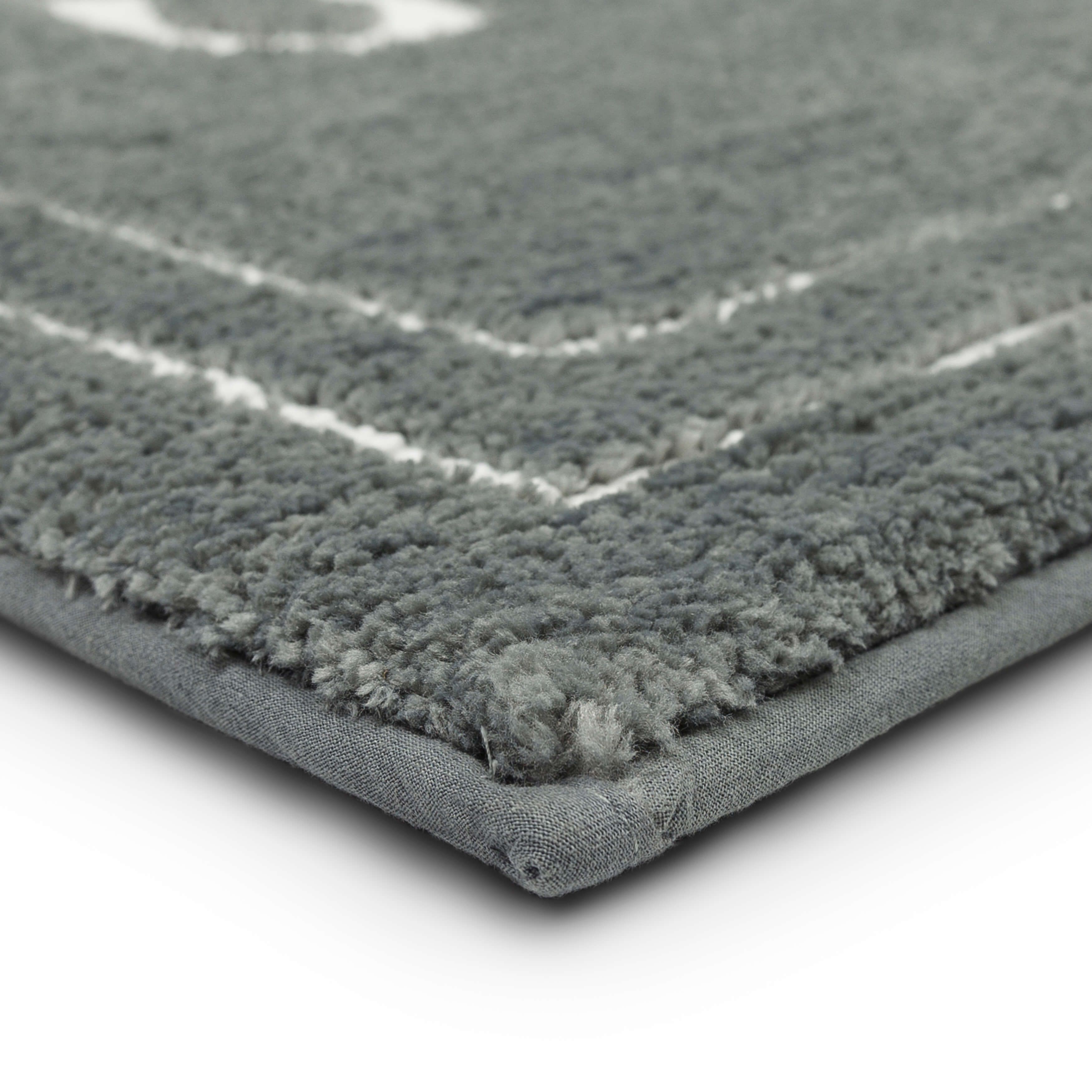 Mohawk Home His Knitted Plush Pile Washable Polyester Non-Slip Bath Mat, Pewter, 1'8" x 2'10"
