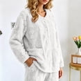 thumbnail image 4 of Moxiu Bed Jackets Womens Cozy Soft Fleece Plush Jacket Floral Texture Pajama Top with Pockets Button Front Lounge Sleepwear White,S, 4 of 9