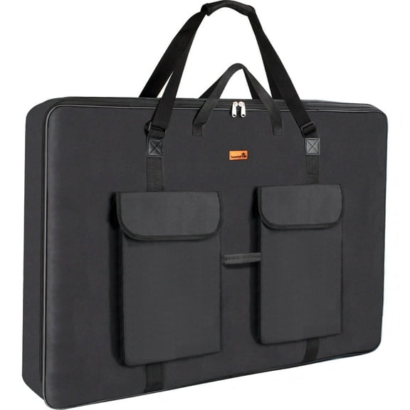 TreochtFUN Art Portfolio Bag 36 x 48, Waterproof Artist Carrying Bag Soft Side Sturdy with Strap, Heavy Duty Storage for Artwork Drawing Canvas Poster,(Black)