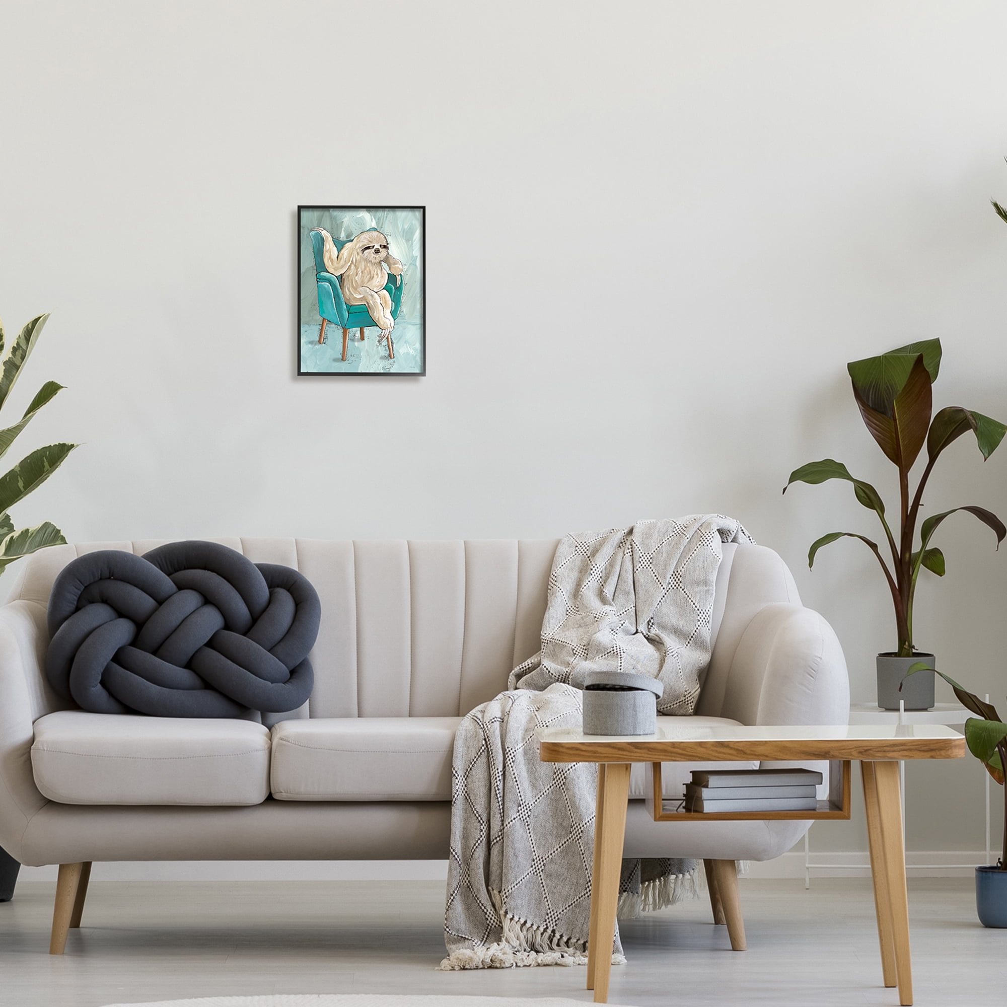 Stupell Industries Modern Sloth Sitting Down Satirical Animal Painting,11 x 14, Design by Cindy Jacobs