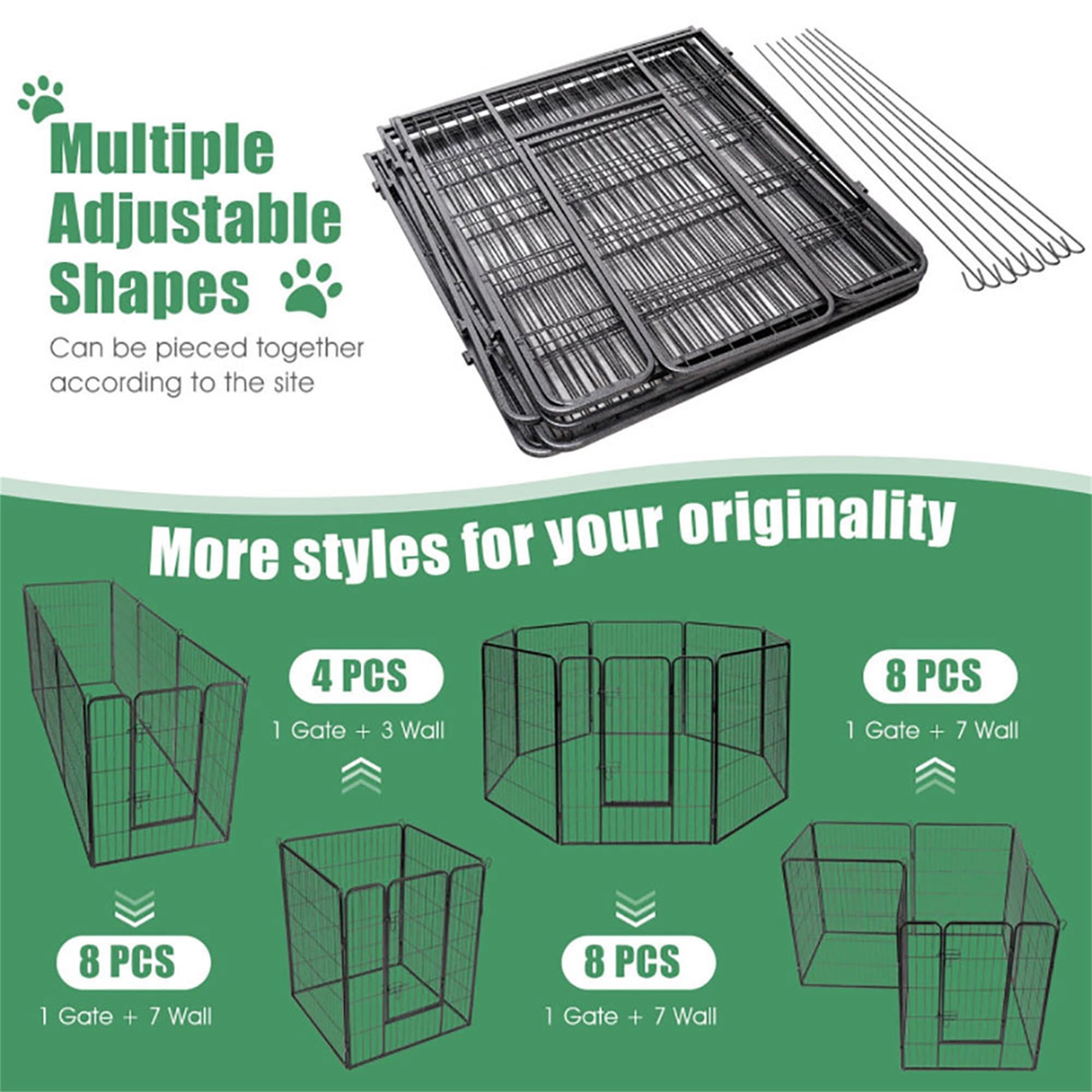 Pefilos 31.5"x40" Dog Playpen Outdoor 8-Panels Dog Pen Large Indoor Metal Puppy Pet Playpen for Small Dogs Run Fence, Black
