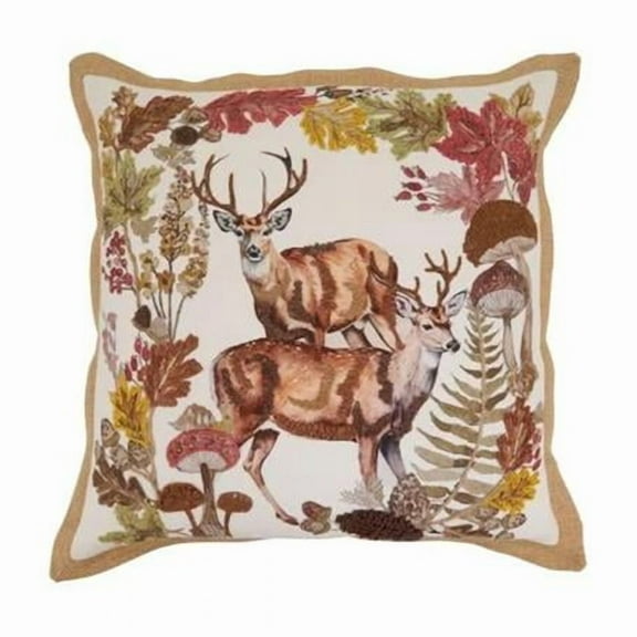 Saro Lifestyle 7440.M20SD 20 x 20 in. Embroidered Deer Down Filled Throw Pillow, Multi Color