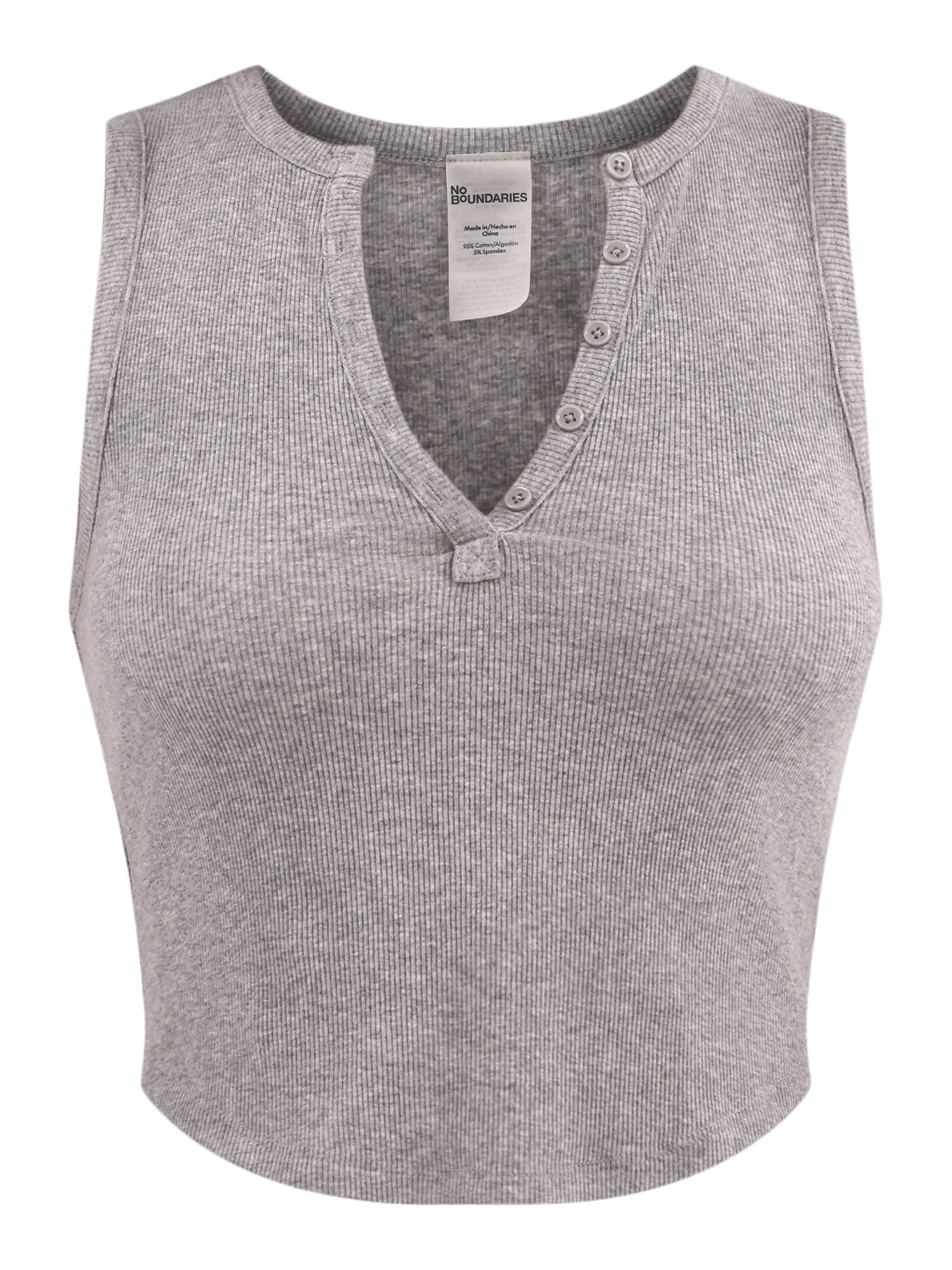 No Boundaries Rib Henley Tank, Women's