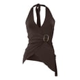 thumbnail image 5 of Halter Tops for Women Summer Casual Sleeveless Asymmetrical Hem V Neck Backless Wrap Top Y2k Going out Tops, 5 of 5