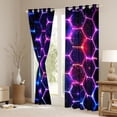 thumbnail image 3 of jejeloiu Neon Honeycomb Hexagon Blackout Curtains Set of 2 (52x84 Each),Modern Geometric Abstract Window Curtains,Gradient Pink Blue Black Curtains and Drapes For Adults,Super Cozy Room Decor, 3 of 6