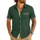 thumbnail image 1 of Camisas de Verano Casuales de los Hombres Impresas Camisa de Manga Corta Parchada para Hombres, Contraste Cuello Botón Arriba con Bolsillo de Pecho, 1 of 5