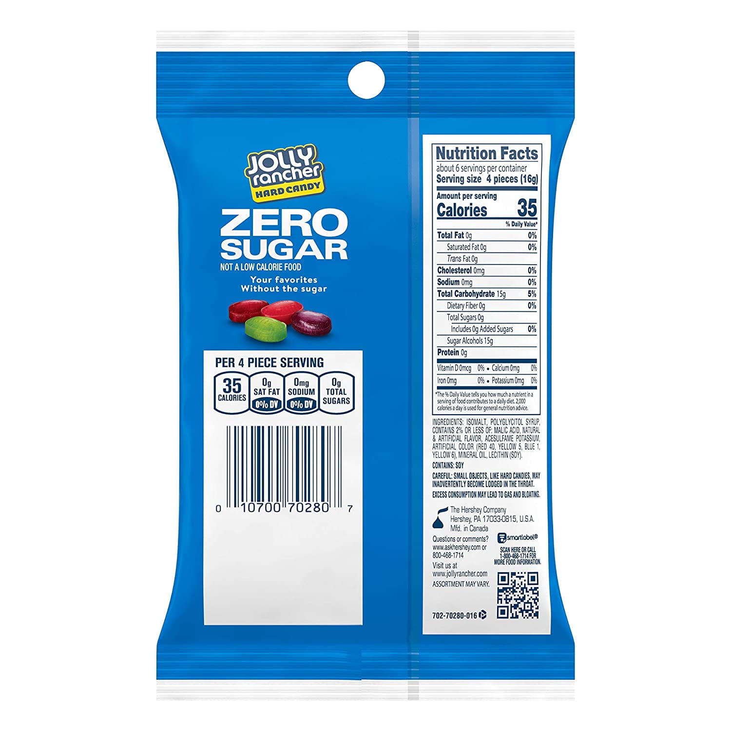 JOLLY RANCHER Sugar Free Hard Candy in Assorted Fruit Flavors 3.6oz