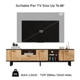 thumbnail image 5 of PORKISS TV Stand for 80 Inch TV, Modern Farmhouse TV Stand with 4 Cabinets and Open Shelves, Home Entertainment Center, Wood+Black#, 5 of 12